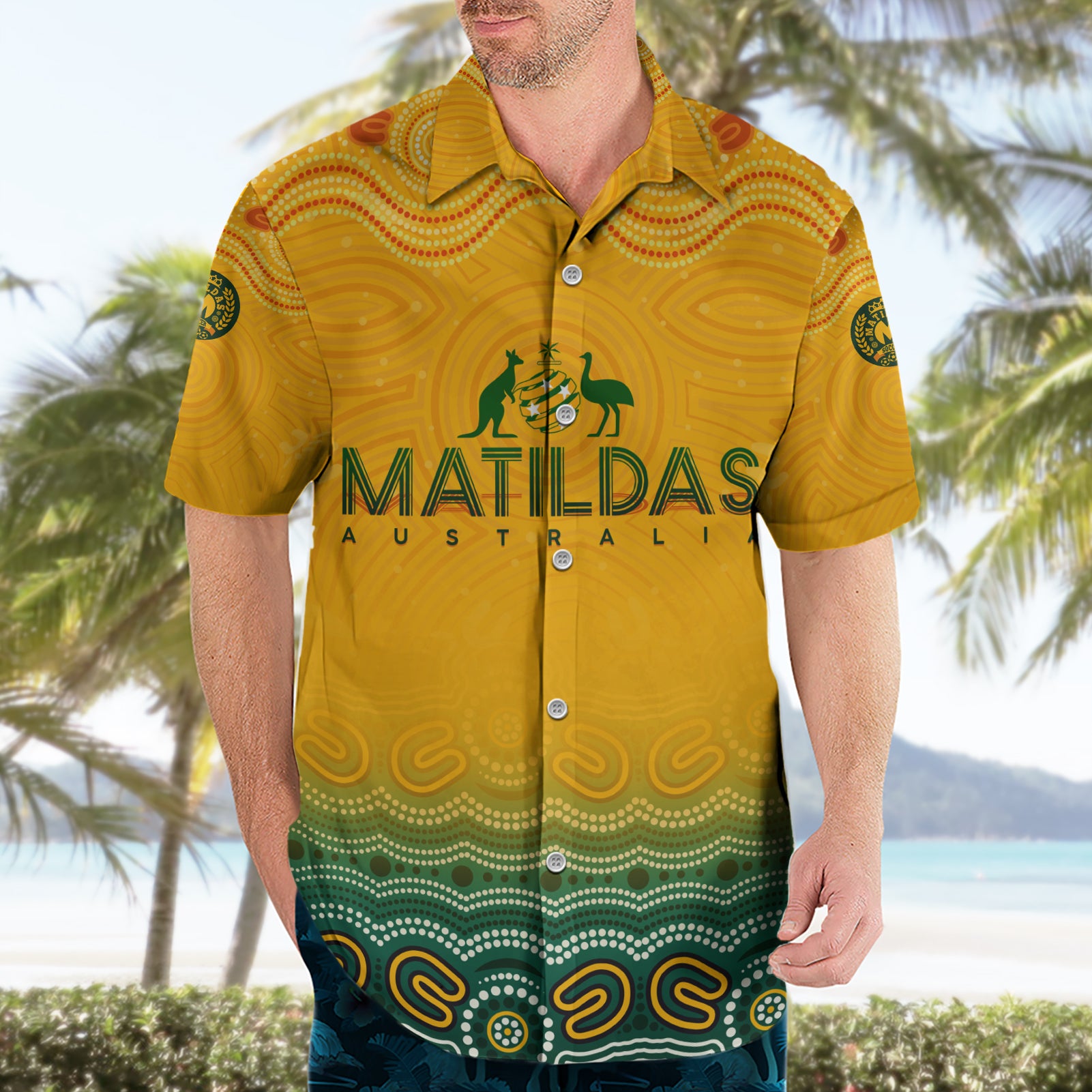 Personalised Australia Matildas Hawaiian Shirt Tillies Aboriginal Simple Yellow