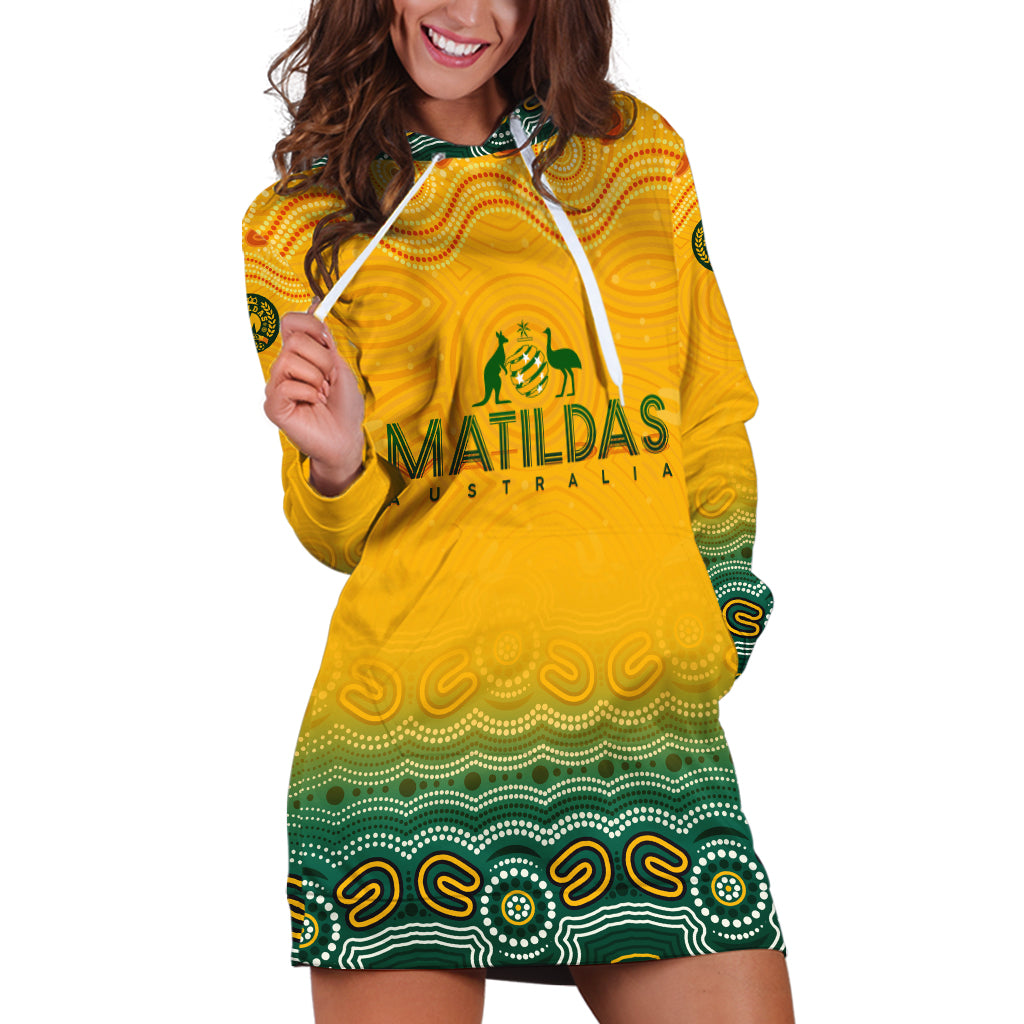 Personalised Australia Matildas Hoodie Dress Tillies Aboriginal Simple Yellow