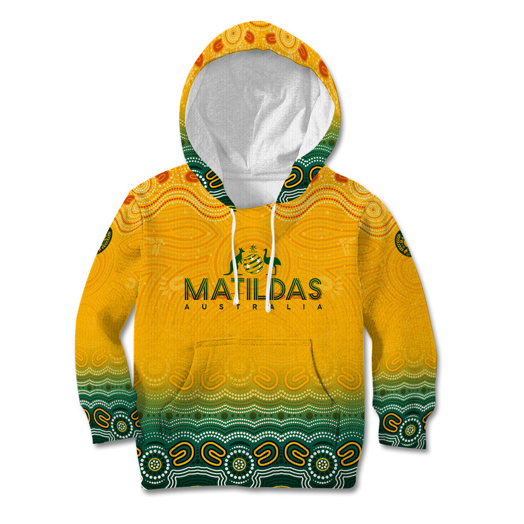 Personalised Australia Matildas Kid Hoodie Tillies Aboriginal Simple Yellow