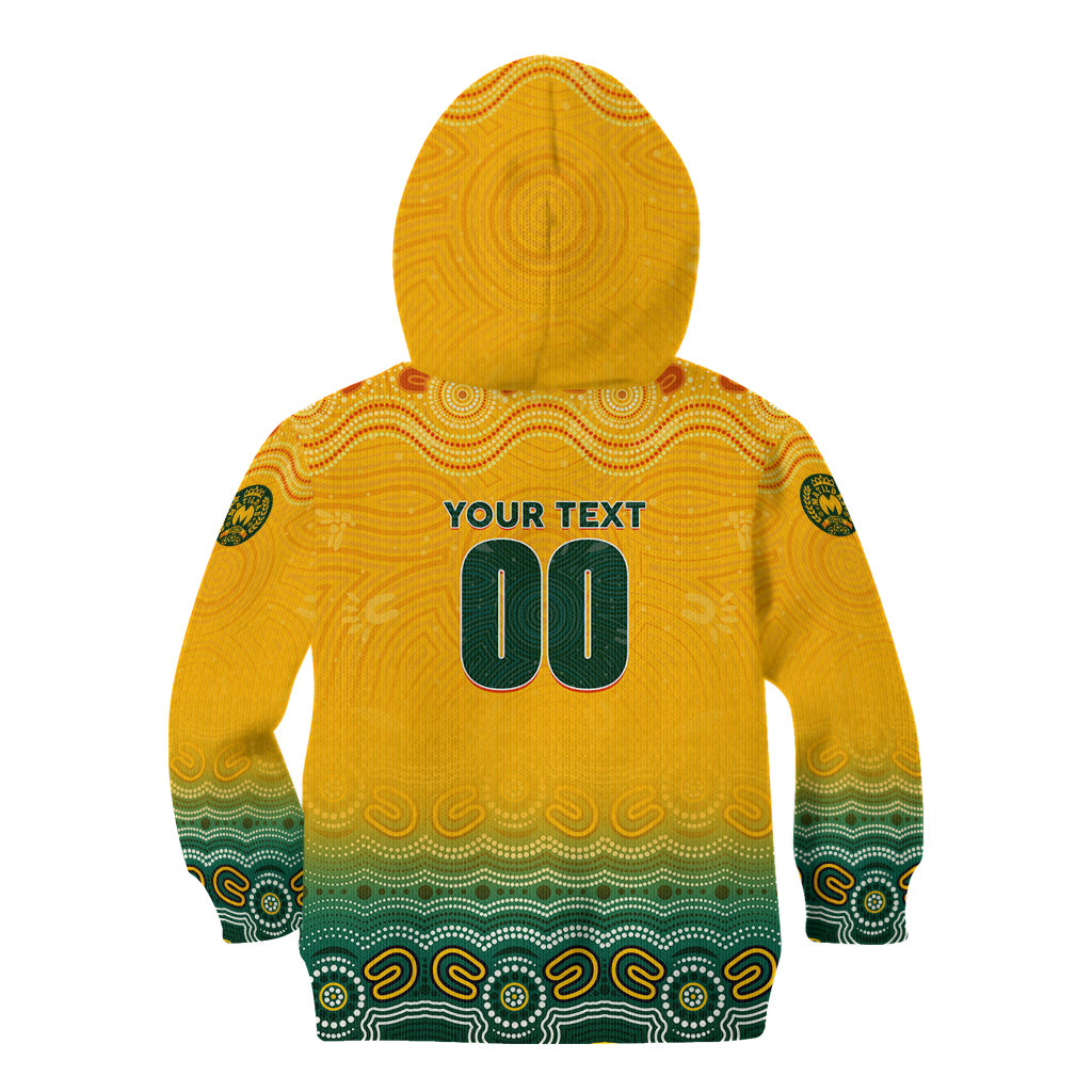 Personalised Australia Matildas Kid Hoodie Tillies Aboriginal Simple Yellow