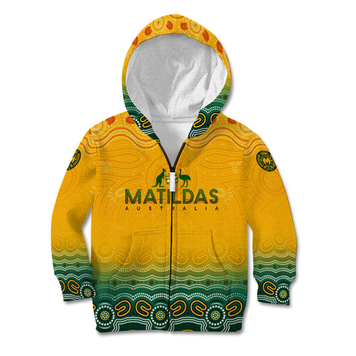 Personalised Australia Matildas Kid Hoodie Tillies Aboriginal Simple Yellow