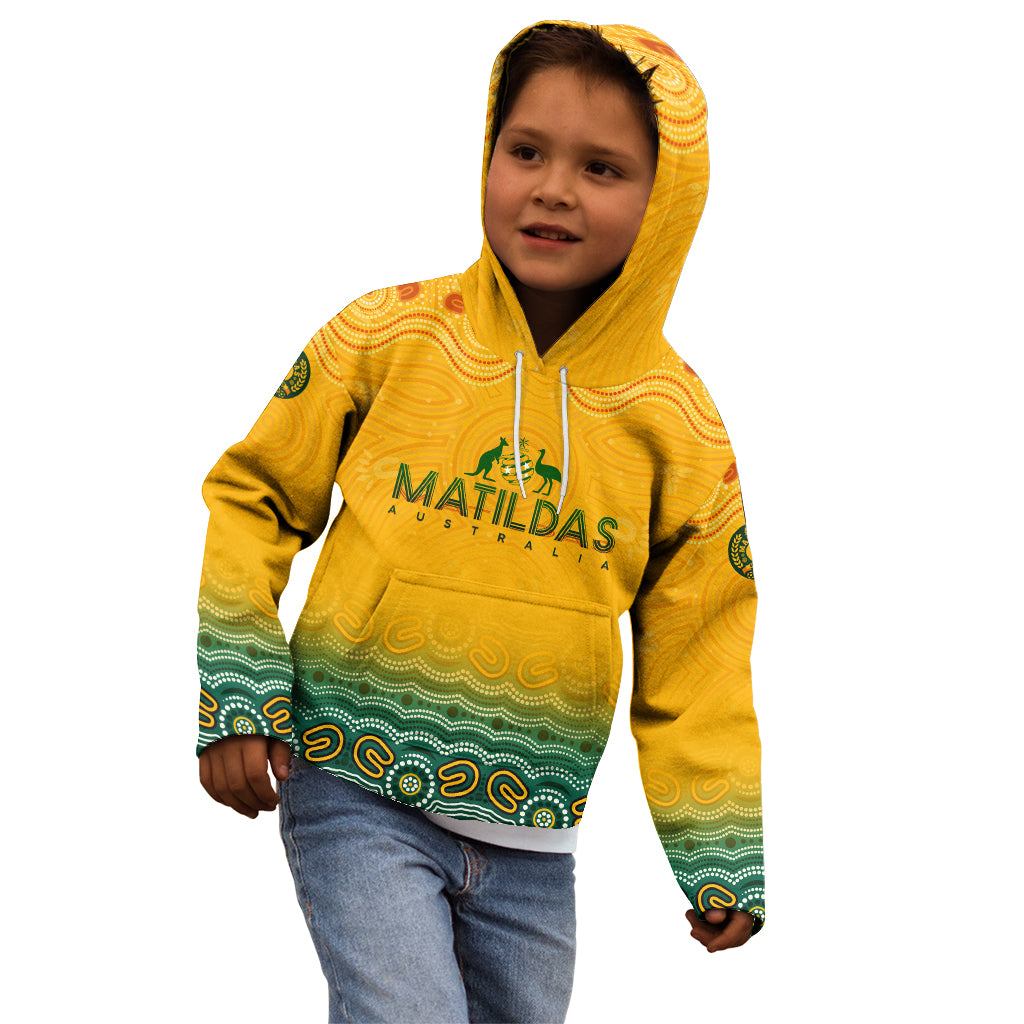 Personalised Australia Matildas Kid Hoodie Tillies Aboriginal Simple Yellow
