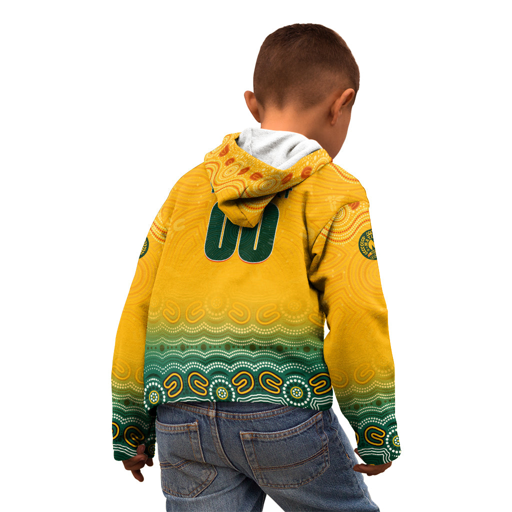 Personalised Australia Matildas Kid Hoodie Tillies Aboriginal Simple Yellow