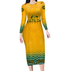 Personalised Australia Matildas Long Sleeve Bodycon Dress Tillies Aboriginal Simple Yellow