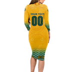 Personalised Australia Matildas Long Sleeve Bodycon Dress Tillies Aboriginal Simple Yellow