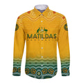 Personalised Australia Matildas Long Sleeve Button Shirt Tillies Aboriginal Simple Yellow