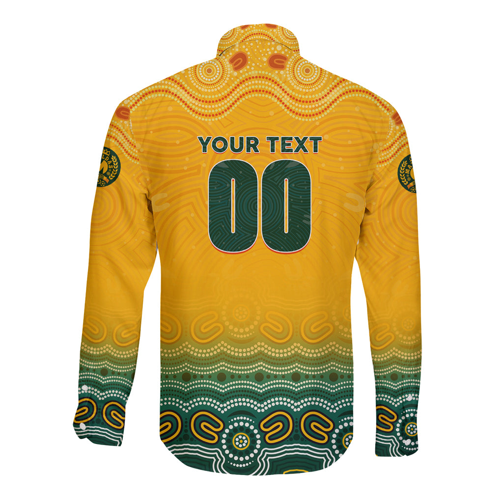 Personalised Australia Matildas Long Sleeve Button Shirt Tillies Aboriginal Simple Yellow