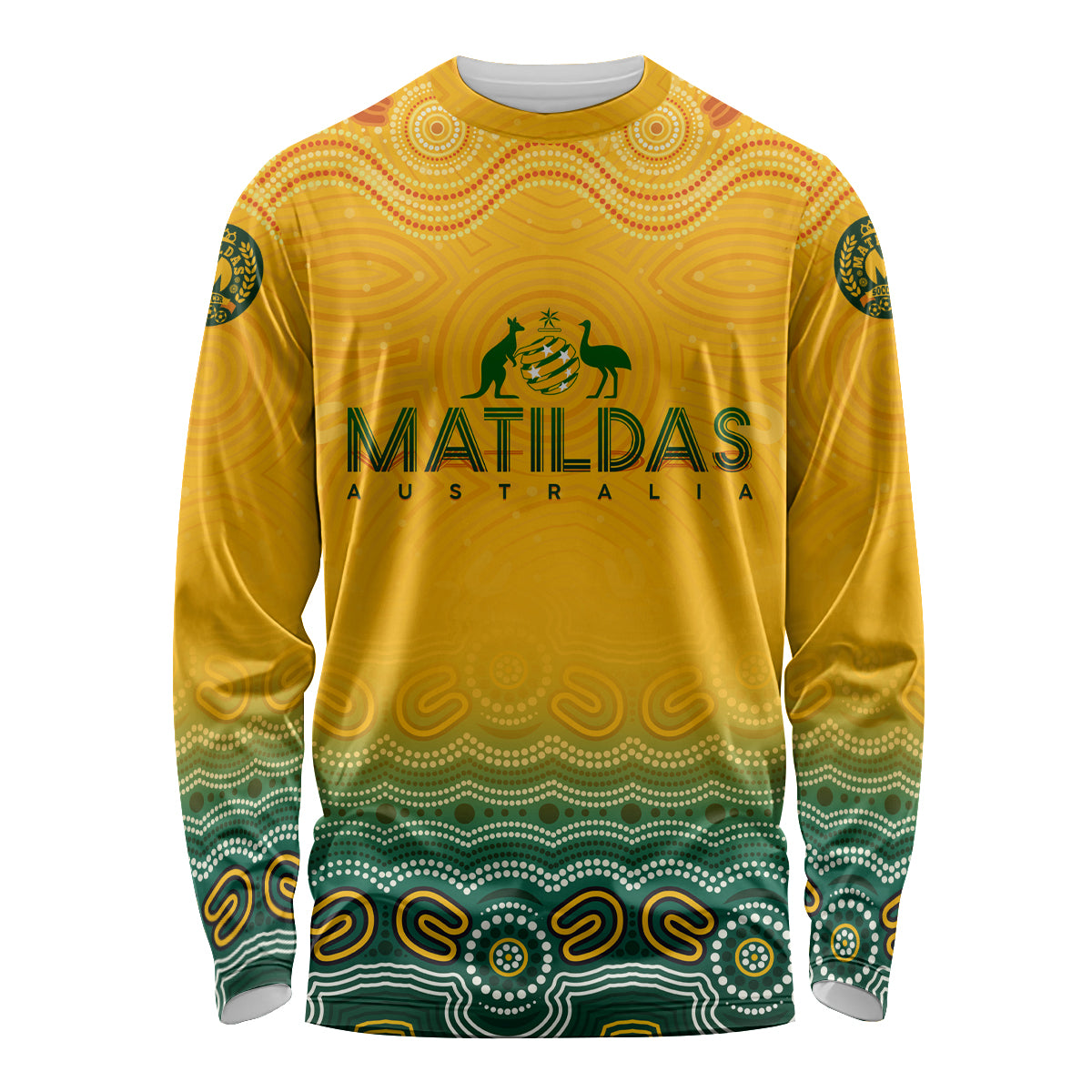 Personalised Australia Matildas Long Sleeve Shirt Tillies Aboriginal Simple Yellow