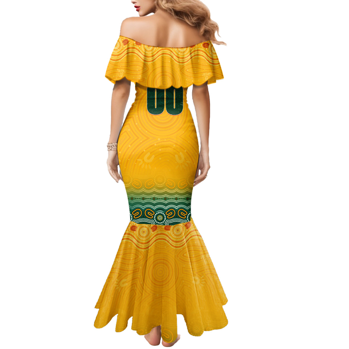 Personalised Australia Matildas Mermaid Dress Tillies Aboriginal Simple Yellow