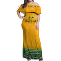 Personalised Australia Matildas Off Shoulder Maxi Dress Tillies Aboriginal Simple Yellow