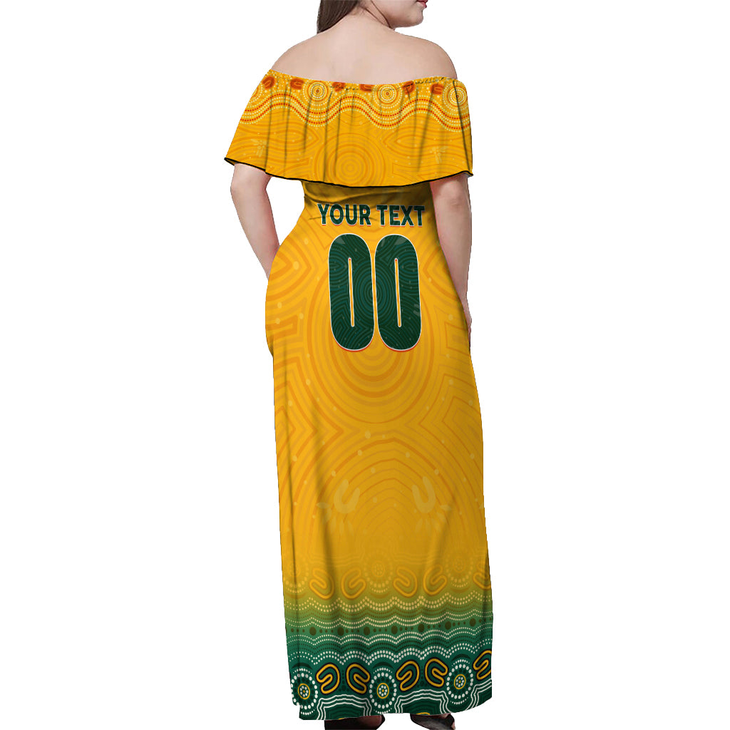 Personalised Australia Matildas Off Shoulder Maxi Dress Tillies Aboriginal Simple Yellow