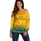Personalised Australia Matildas Off Shoulder Sweater Tillies Aboriginal Simple Yellow