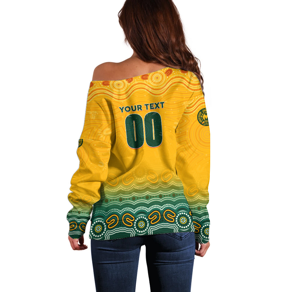 Personalised Australia Matildas Off Shoulder Sweater Tillies Aboriginal Simple Yellow
