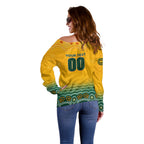 Personalised Australia Matildas Off Shoulder Sweater Tillies Aboriginal Simple Yellow