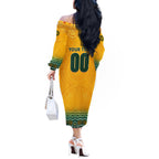 Personalised Australia Matildas Off The Shoulder Long Sleeve Dress Tillies Aboriginal Simple Yellow