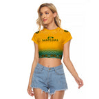 Personalised Australia Matildas Raglan Cropped T Shirt Tillies Aboriginal Simple Yellow