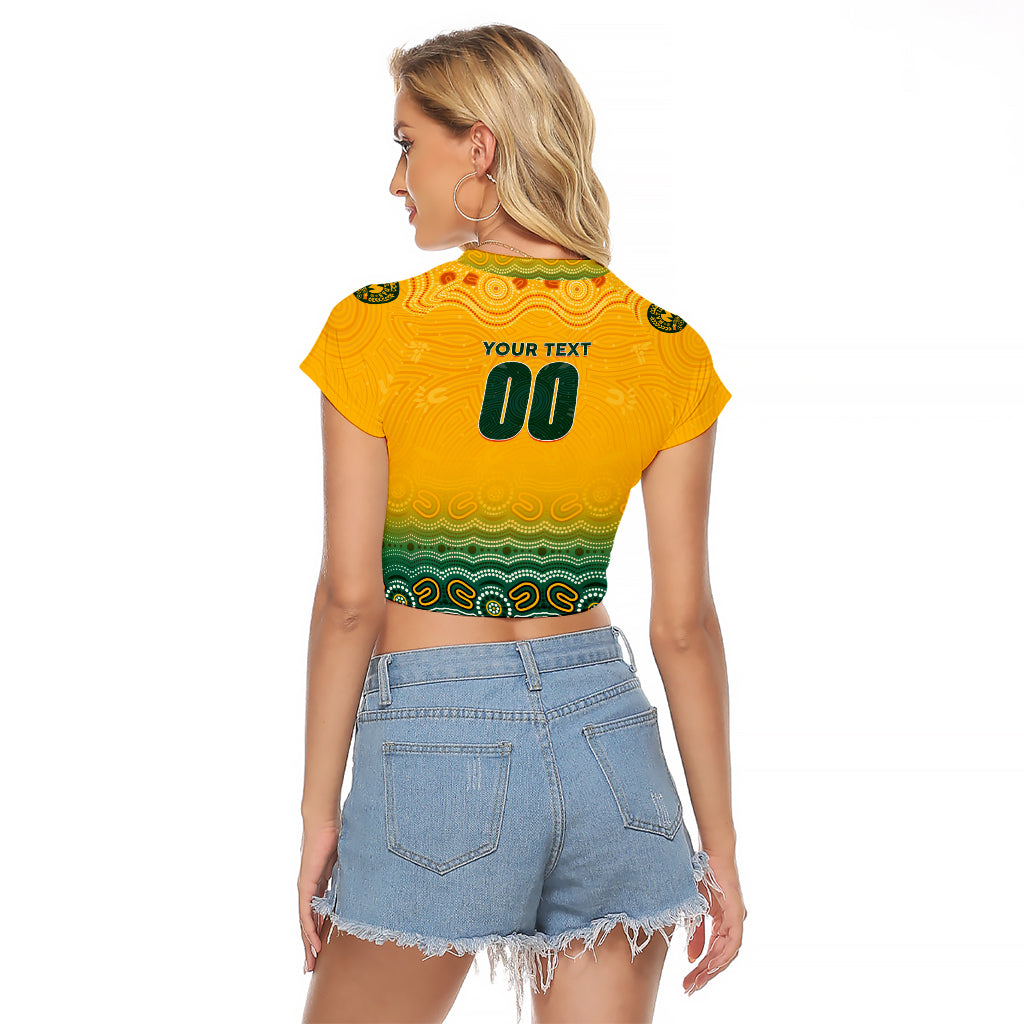 Personalised Australia Matildas Raglan Cropped T Shirt Tillies Aboriginal Simple Yellow