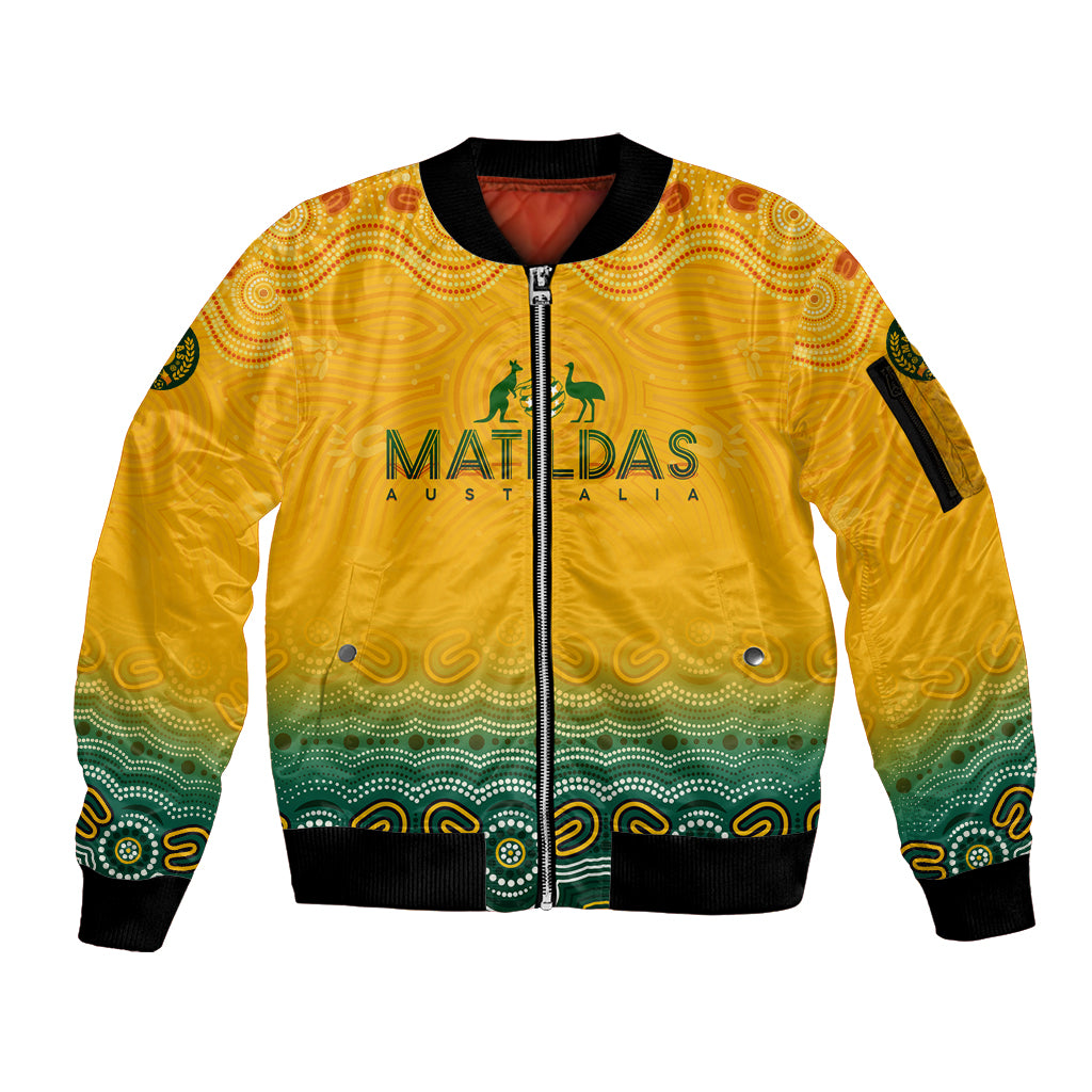 Personalised Australia Matildas Sleeve Zip Bomber Jacket Tillies Aboriginal Simple Yellow