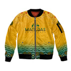 Personalised Australia Matildas Sleeve Zip Bomber Jacket Tillies Aboriginal Simple Yellow