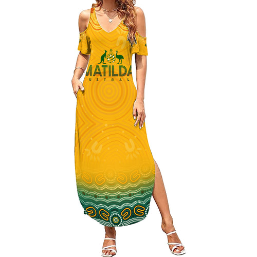 Personalised Australia Matildas Summer Maxi Dress Tillies Aboriginal Simple Yellow