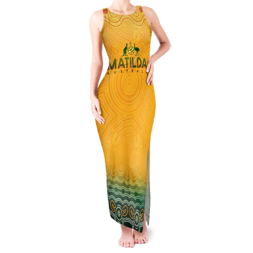 Personalised Australia Matildas Tank Maxi Dress Tillies Aboriginal Simple Yellow