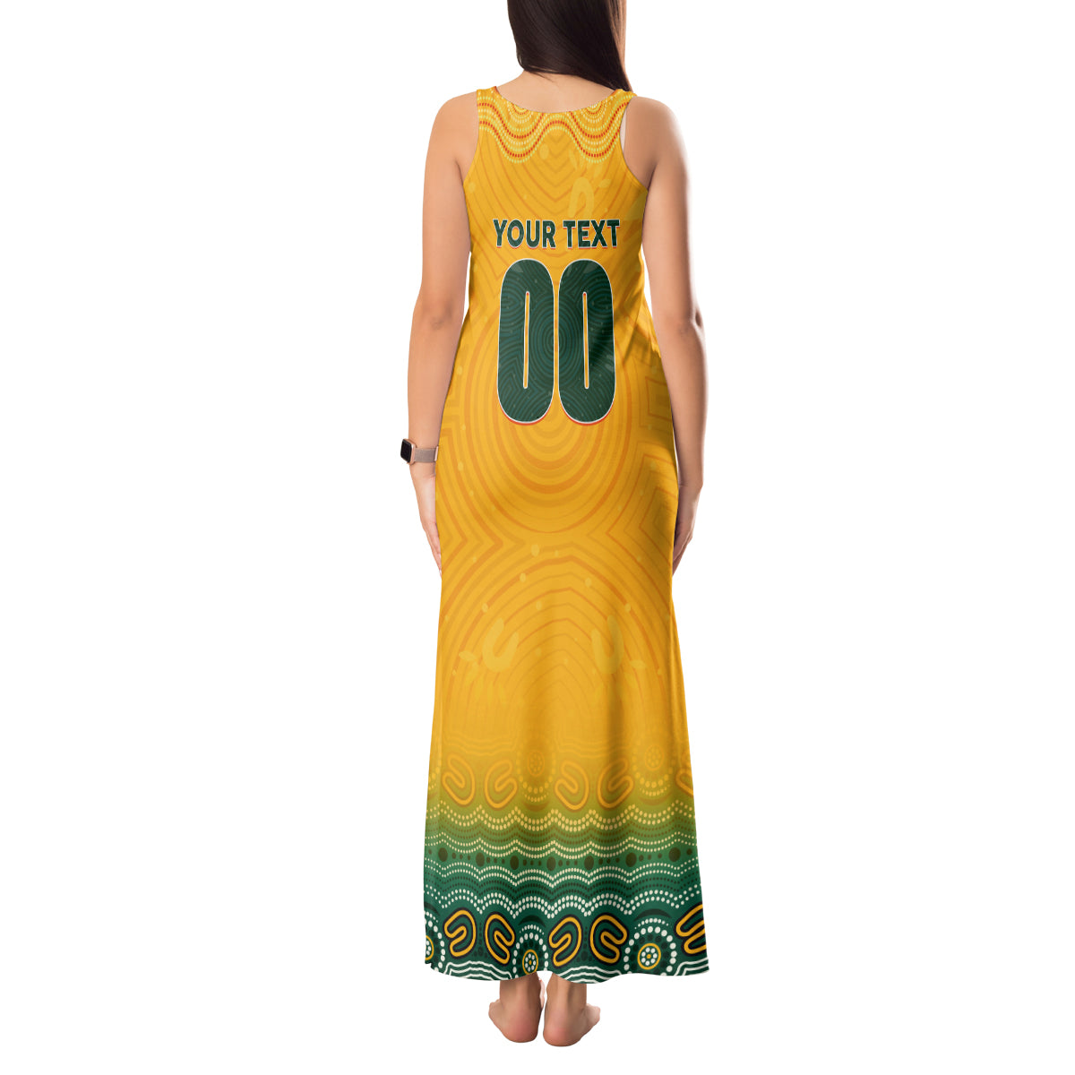 Personalised Australia Matildas Tank Maxi Dress Tillies Aboriginal Simple Yellow