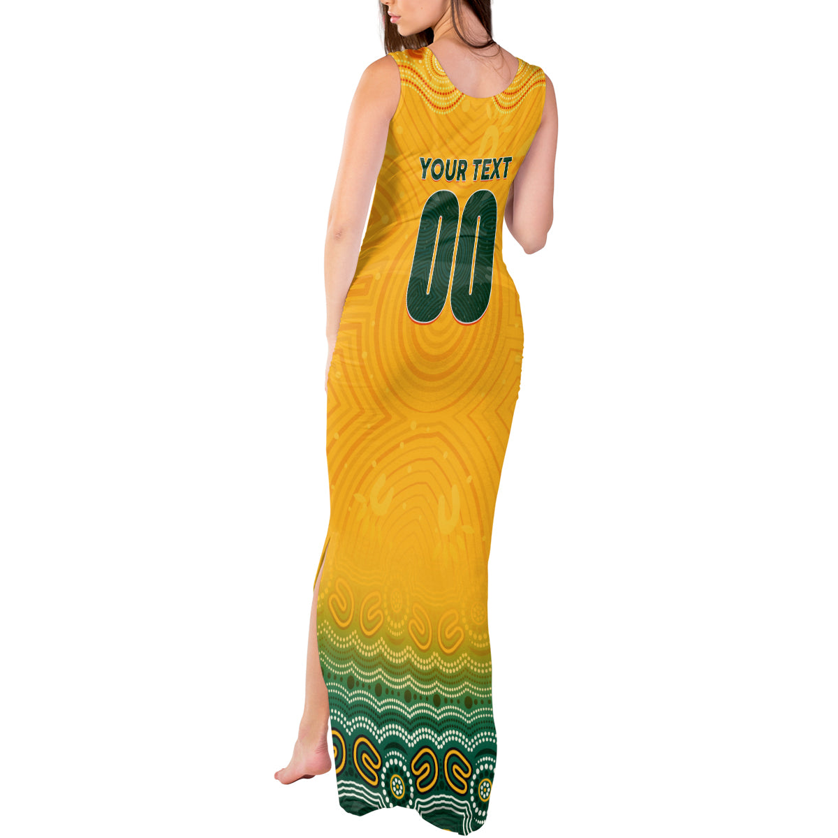 Personalised Australia Matildas Tank Maxi Dress Tillies Aboriginal Simple Yellow