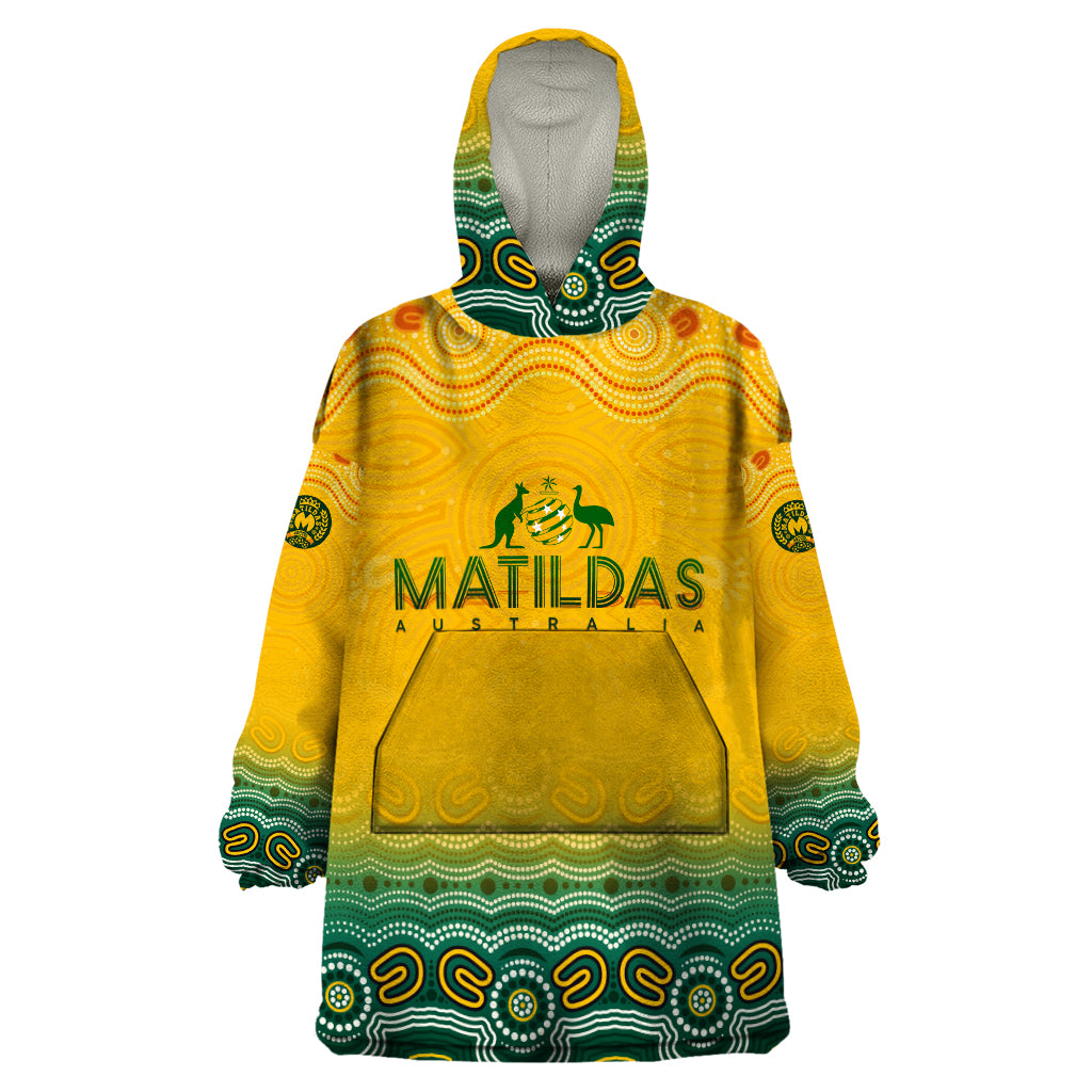 Personalised Australia Matildas Wearable Blanket Hoodie Tillies Aboriginal Simple Yellow