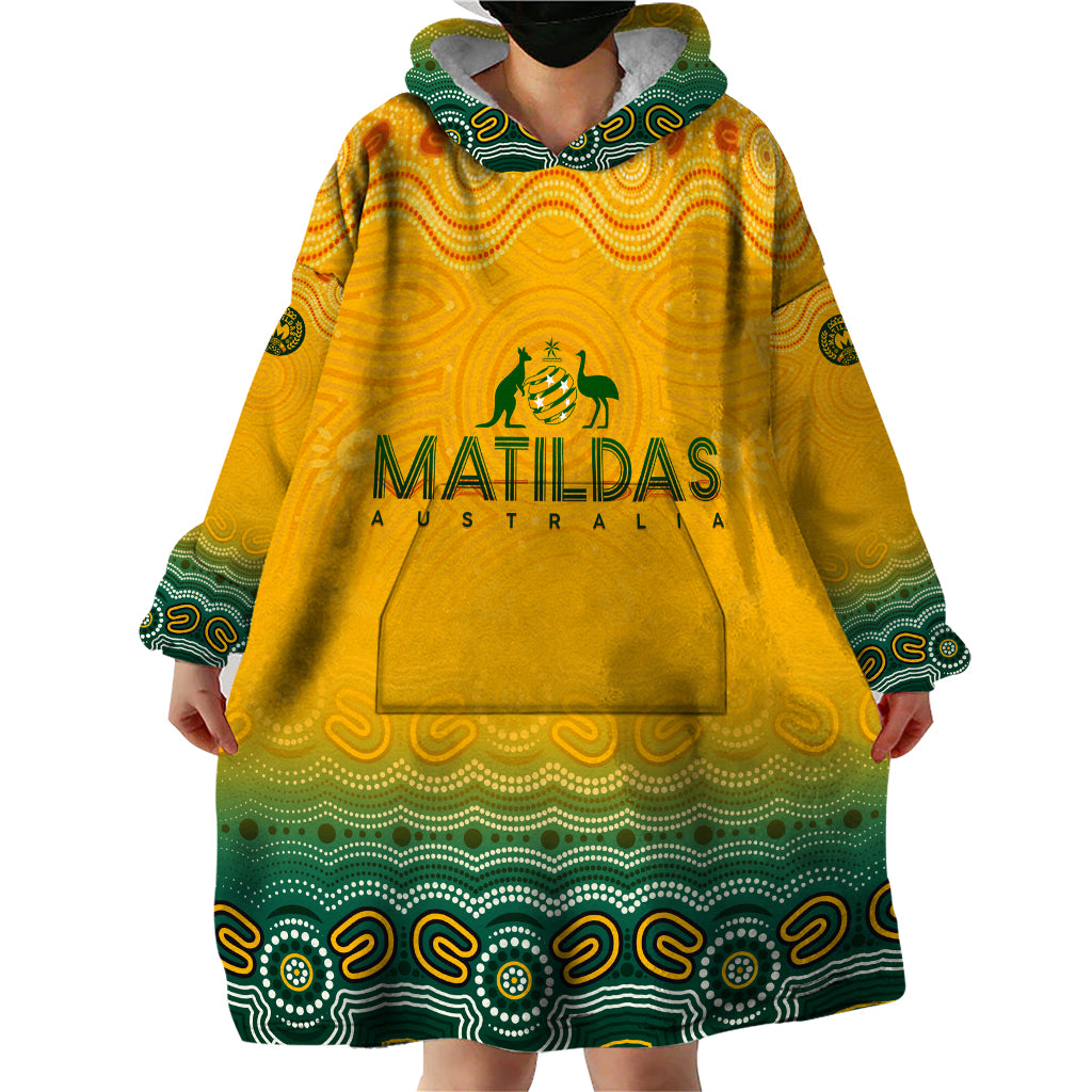 Personalised Australia Matildas Wearable Blanket Hoodie Tillies Aboriginal Simple Yellow