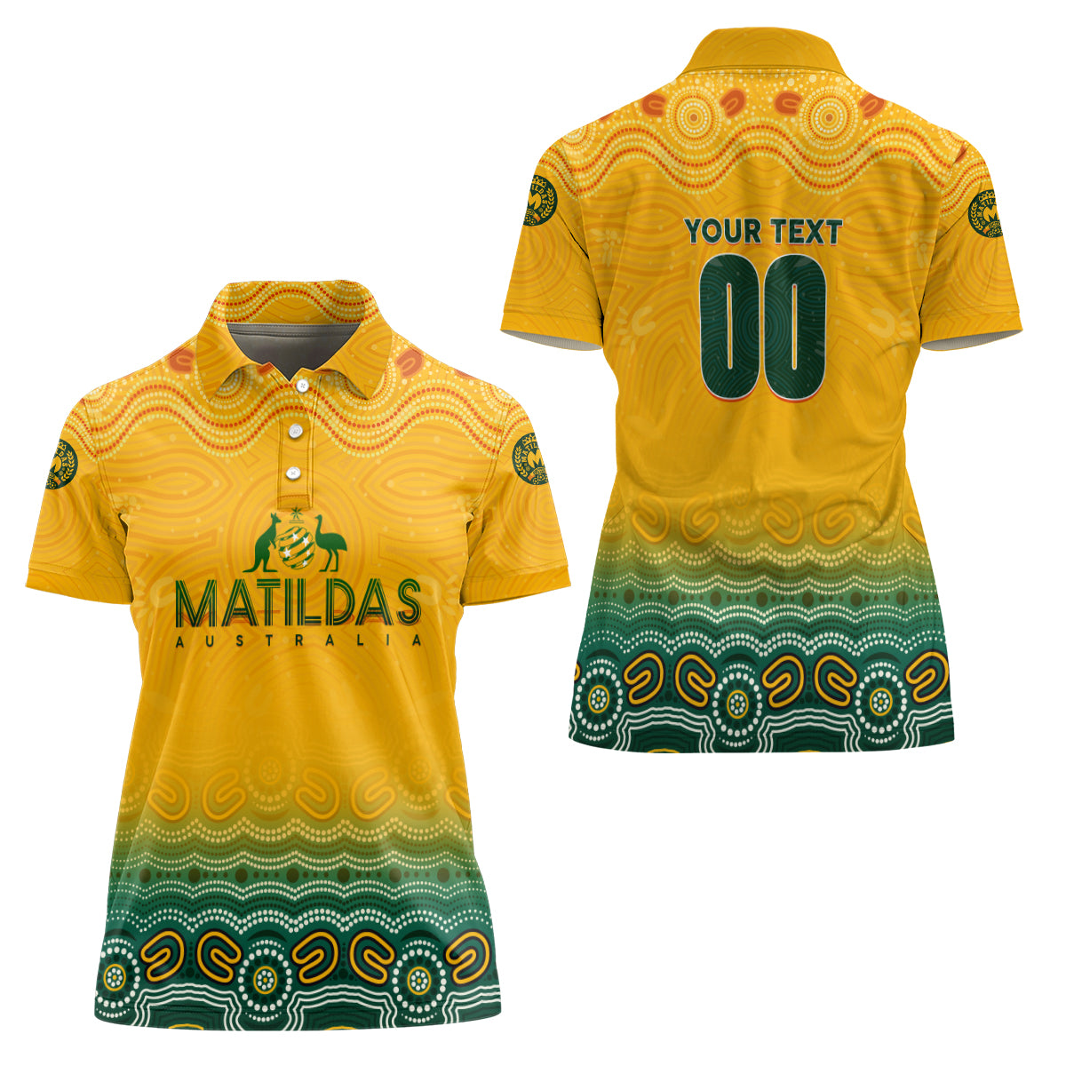 Personalised Australia Matildas Women Polo Shirt Tillies Aboriginal Simple Yellow