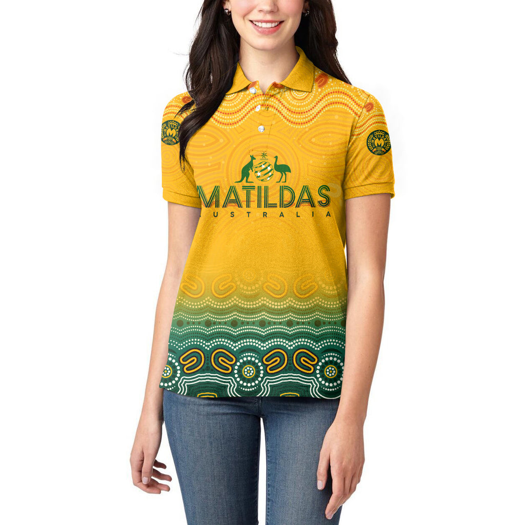Personalised Australia Matildas Women Polo Shirt Tillies Aboriginal Simple Yellow