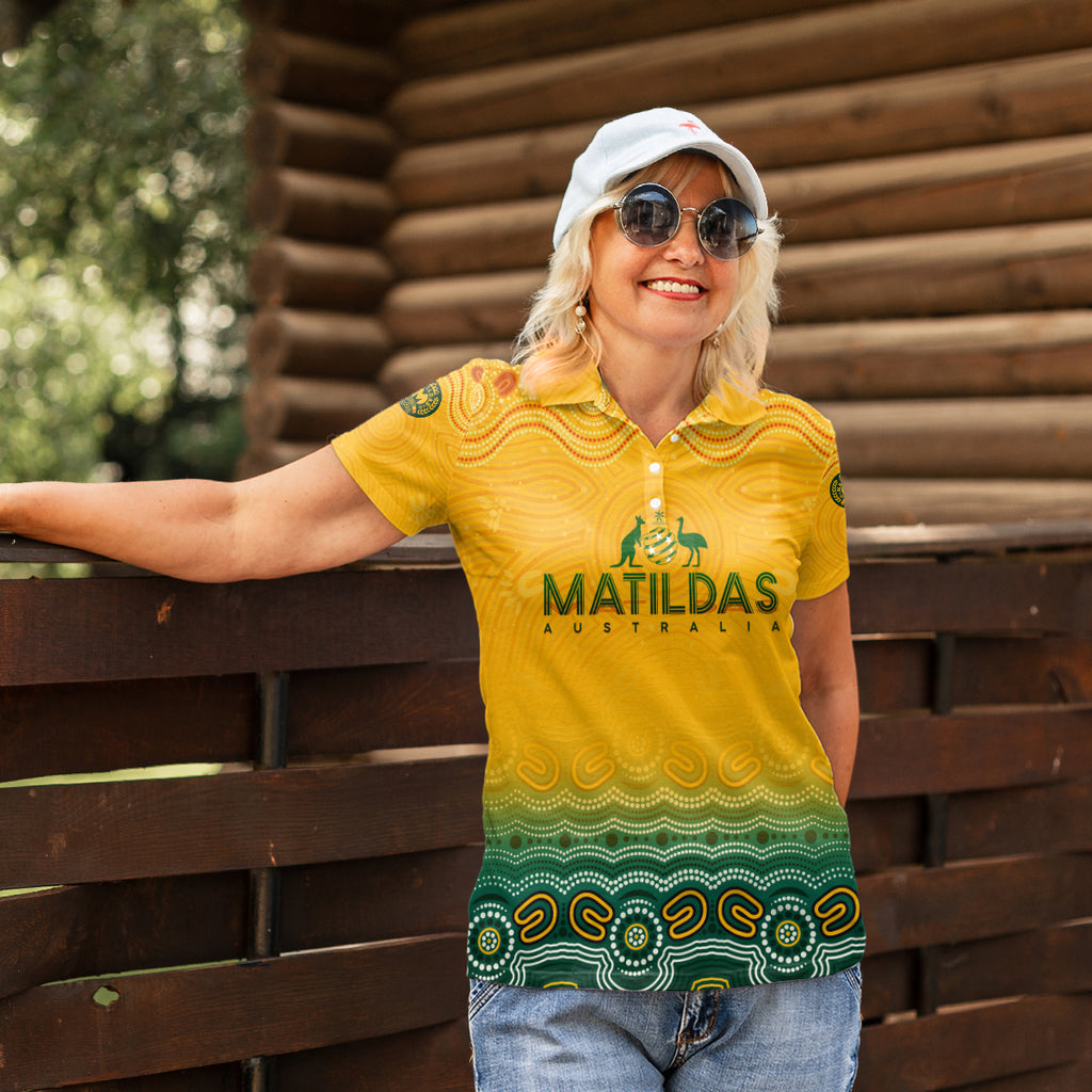 Personalised Australia Matildas Women Polo Shirt Tillies Aboriginal Simple Yellow
