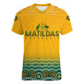 Personalised Australia Matildas Women V-Neck T-Shirt Tillies Aboriginal Simple Yellow