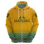 Personalised Australia Matildas Zip Hoodie Tillies Aboriginal Simple Yellow