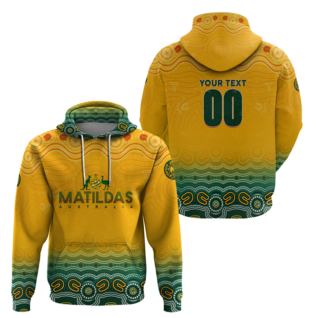 Personalised Australia Matildas Zip Hoodie Tillies Aboriginal Simple Yellow