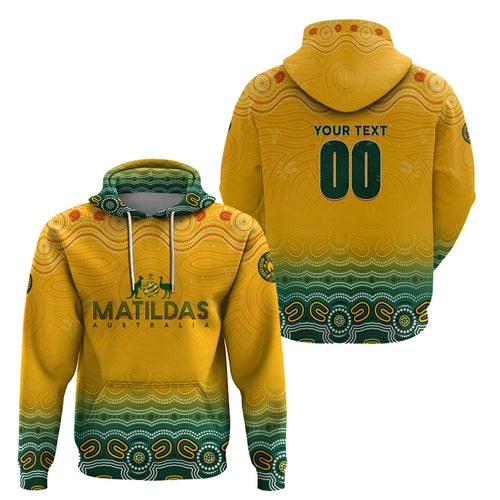 Personalised Australia Matildas Zip Hoodie Tillies Aboriginal Simple Yellow