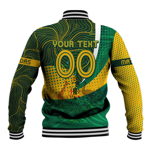Personalised Matildas Australia Soccer Baseball Jacket Aboriginal Dot Painting