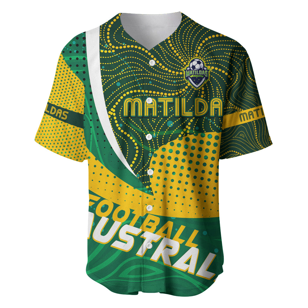 Personalised Matildas Australia Soccer Baseball Jersey Aboriginal Dot Painting