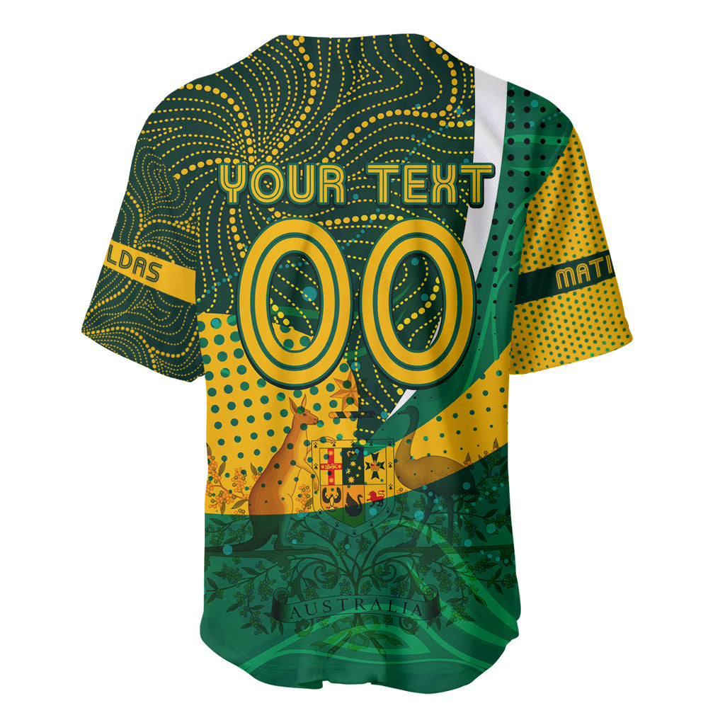 Personalised Matildas Australia Soccer Baseball Jersey Aboriginal Dot Painting