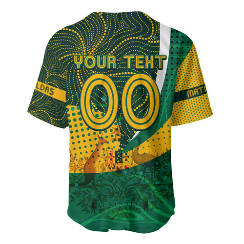 Personalised Matildas Australia Soccer Baseball Jersey Aboriginal Dot Painting
