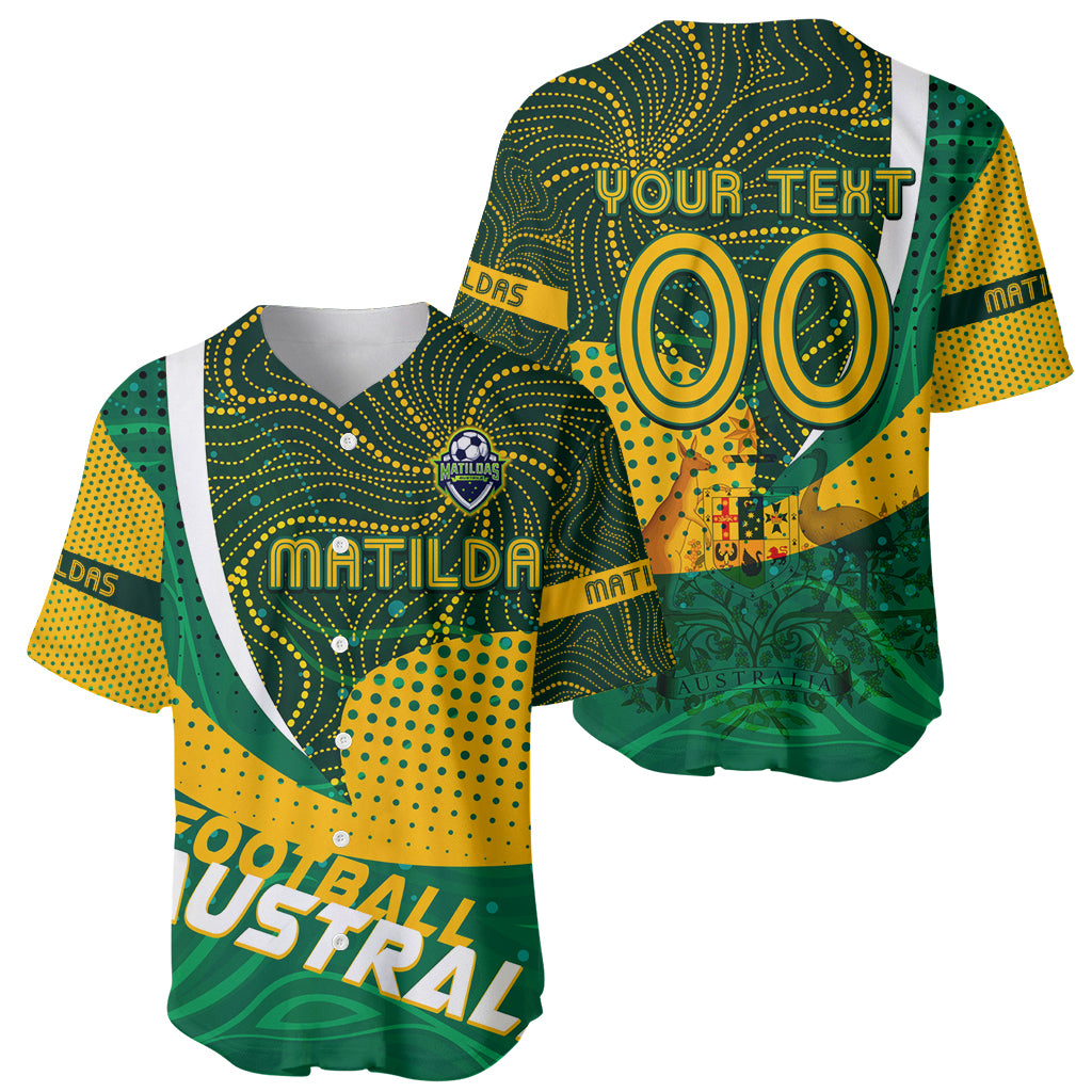 Personalised Matildas Australia Soccer Baseball Jersey Aboriginal Dot Painting
