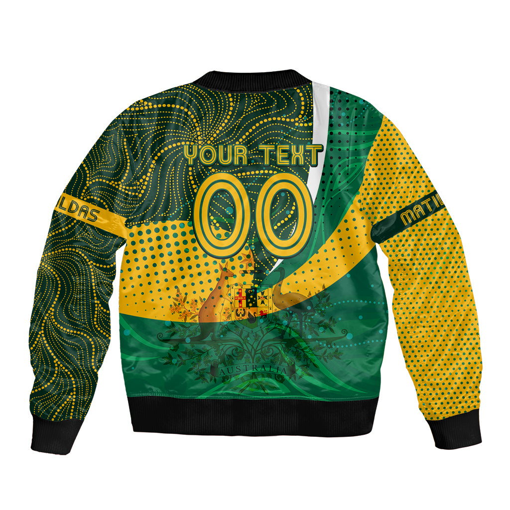 Personalised Matildas Australia Soccer Bomber Jacket Aboriginal Dot Painting