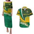 Personalised Matildas Australia Soccer Couples Matching Puletasi and Hawaiian Shirt Aboriginal Dot Painting