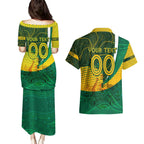 Personalised Matildas Australia Soccer Couples Matching Puletasi and Hawaiian Shirt Aboriginal Dot Painting