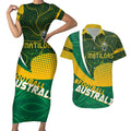 Personalised Matildas Australia Soccer Couples Matching Short Sleeve Bodycon Dress and Hawaiian Shirt Aboriginal Dot Painting
