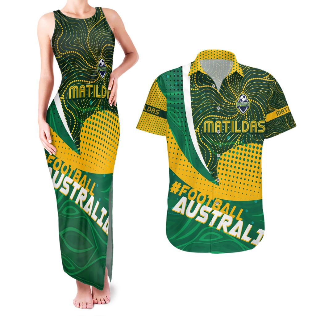 Personalised Matildas Australia Soccer Couples Matching Tank Maxi Dress and Hawaiian Shirt Aboriginal Dot Painting