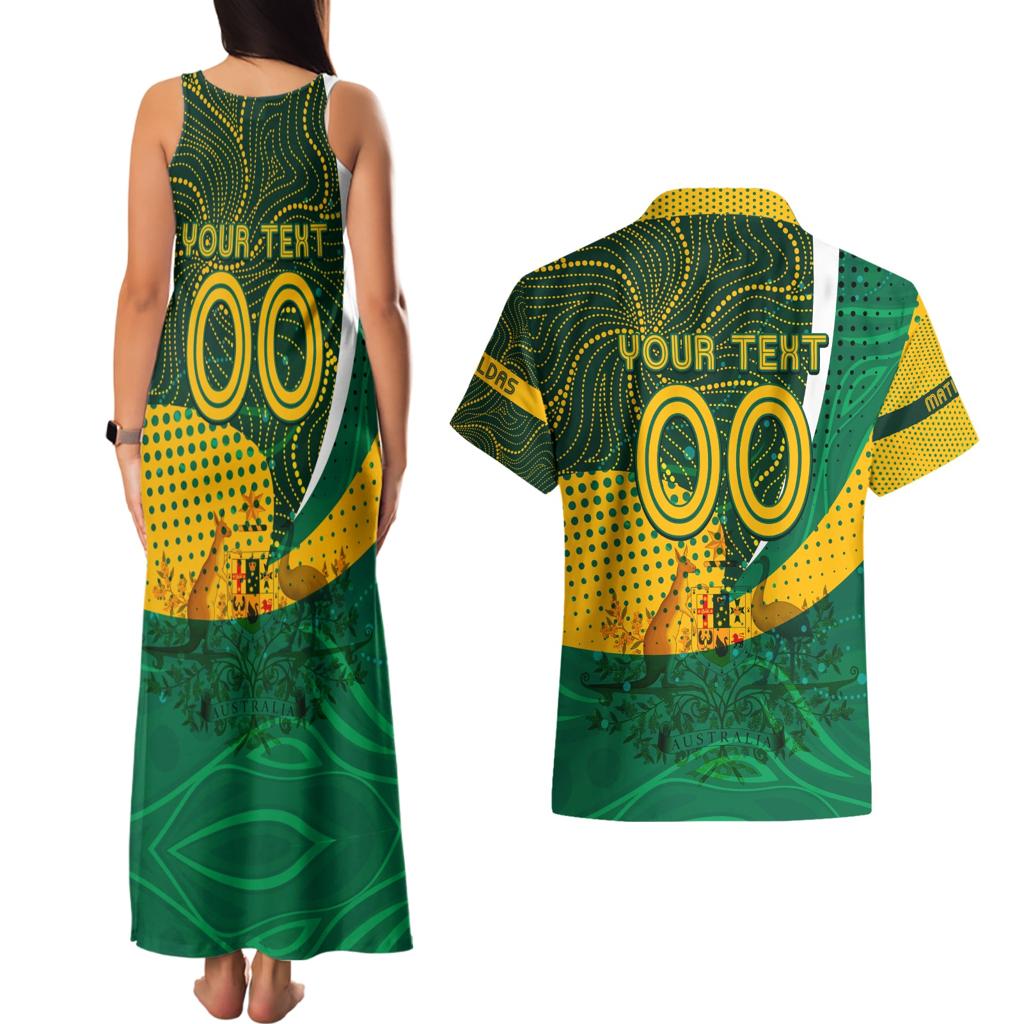 Personalised Matildas Australia Soccer Couples Matching Tank Maxi Dress and Hawaiian Shirt Aboriginal Dot Painting