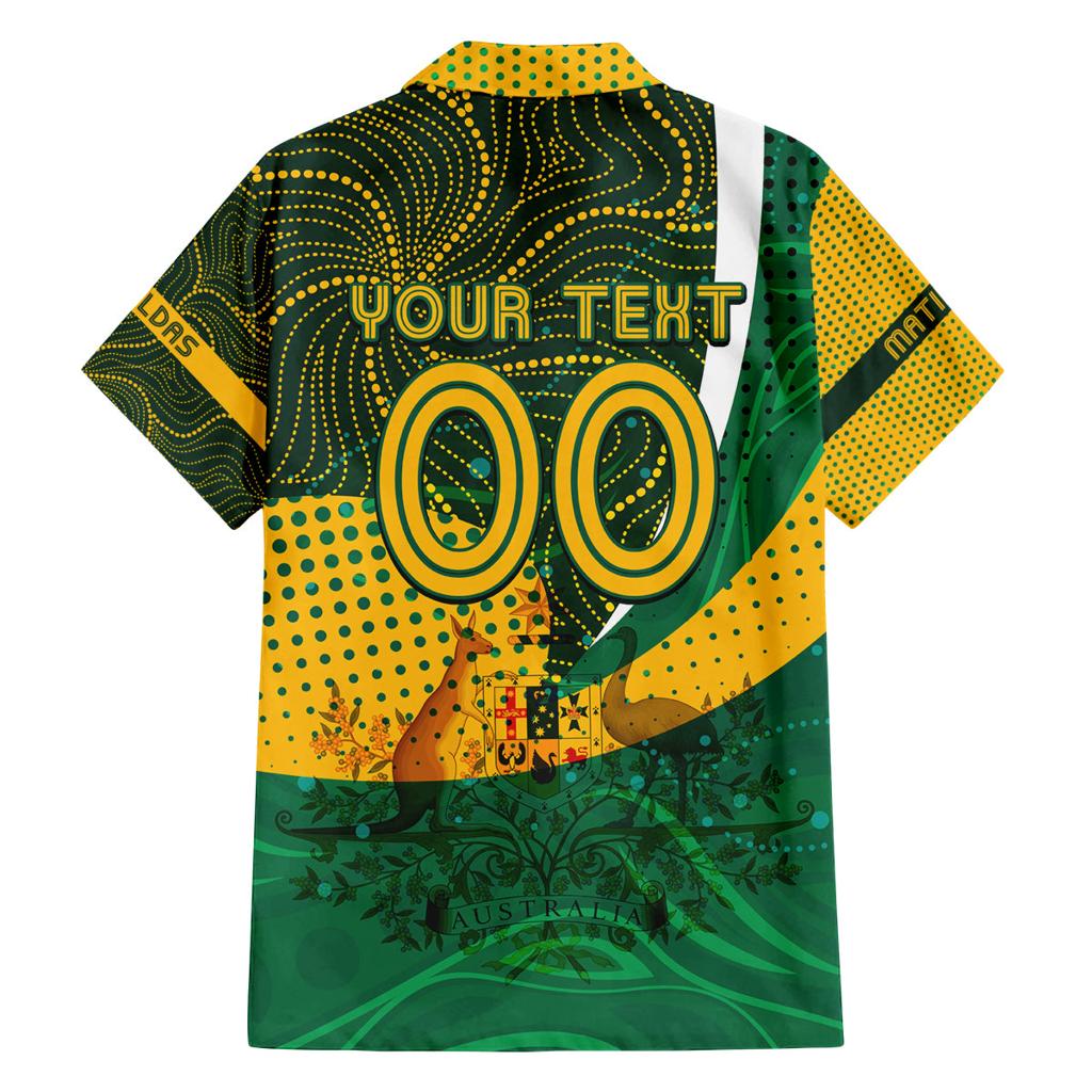 Personalised Matildas Australia Soccer Family Matching Long Sleeve Bodycon Dress and Hawaiian Shirt Aboriginal Dot Painting