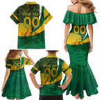 Personalised Matildas Australia Soccer Family Matching Mermaid Dress and Hawaiian Shirt Aboriginal Dot Painting