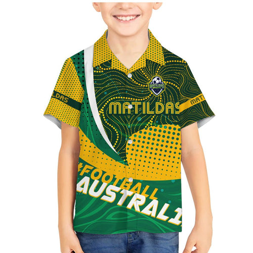 Personalised Matildas Australia Soccer Family Matching Mermaid Dress and Hawaiian Shirt Aboriginal Dot Painting